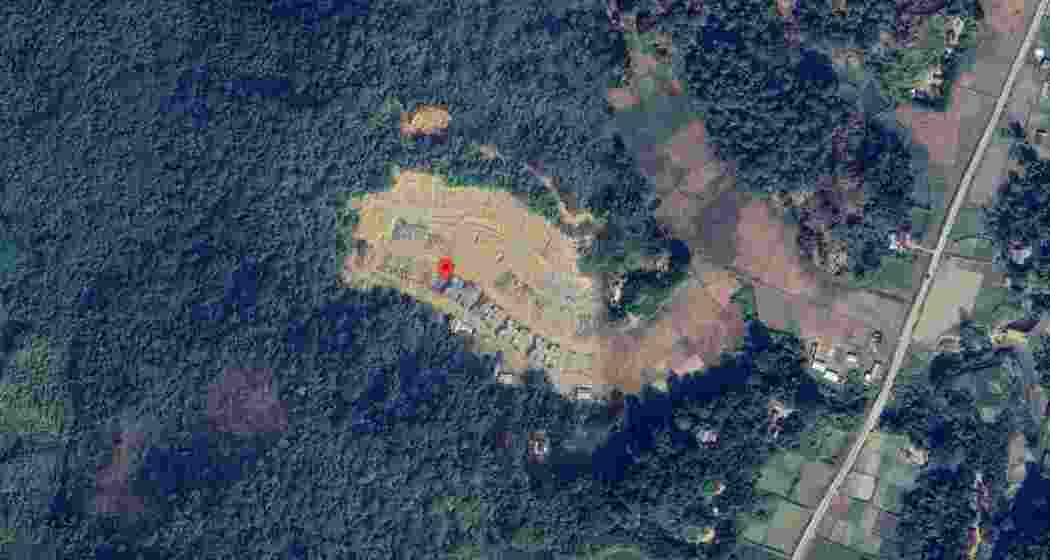 A Google Map image show extensive concrete structures built after forest clearance for the construction of the Assam Commando Battalion Unit headquarters in Hailakandi district.