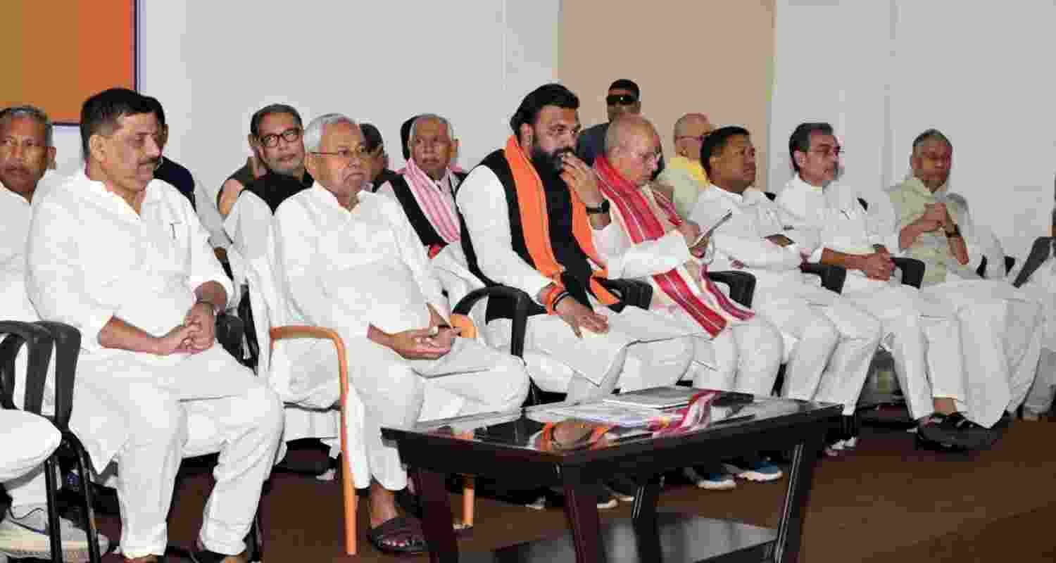 Bihar Chief Minister Nitish Kumar held a meeting of the ruling NDA in Patna on Monday. Image: X