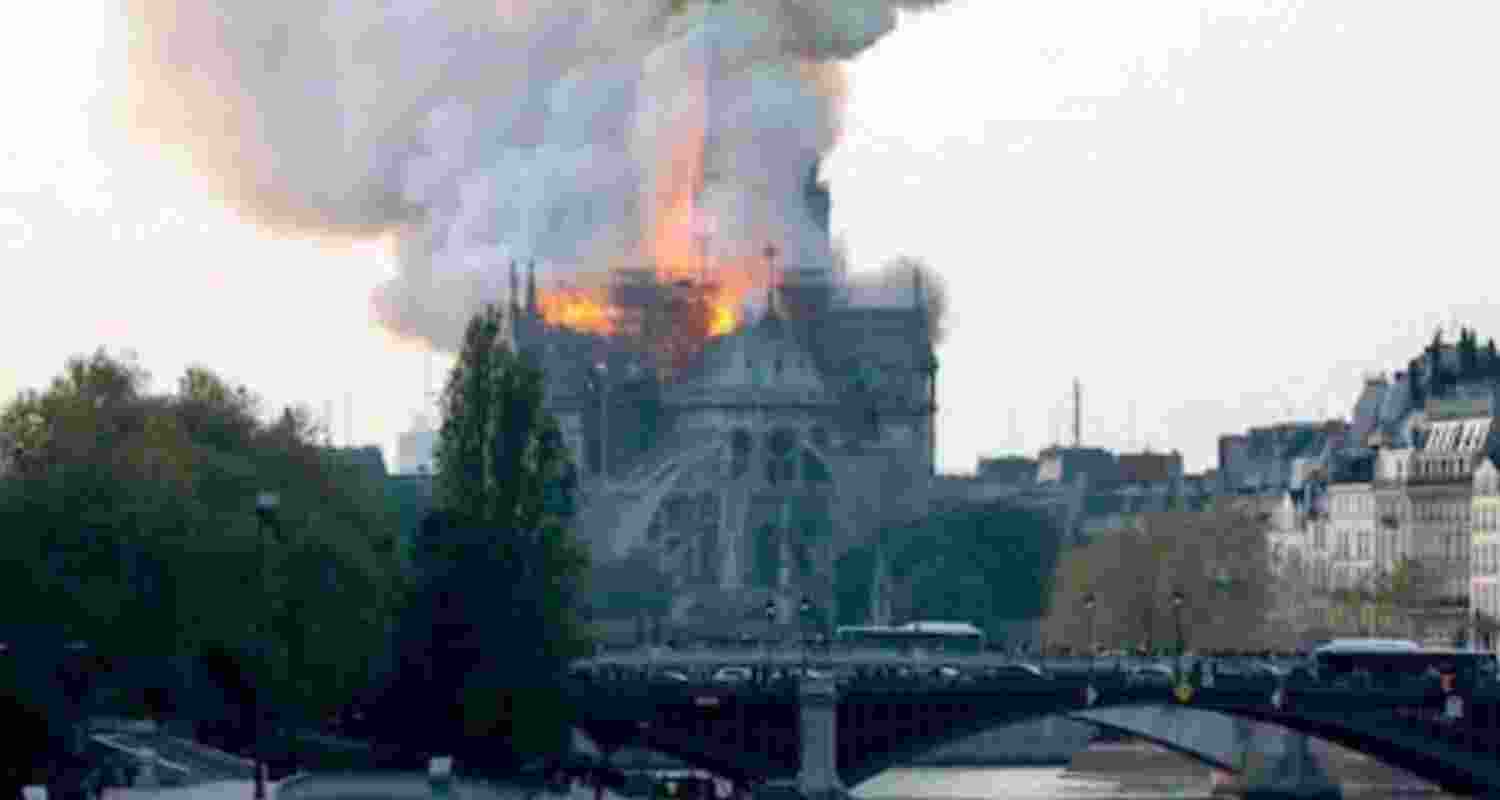 Notre-Dame cathedral on fire.