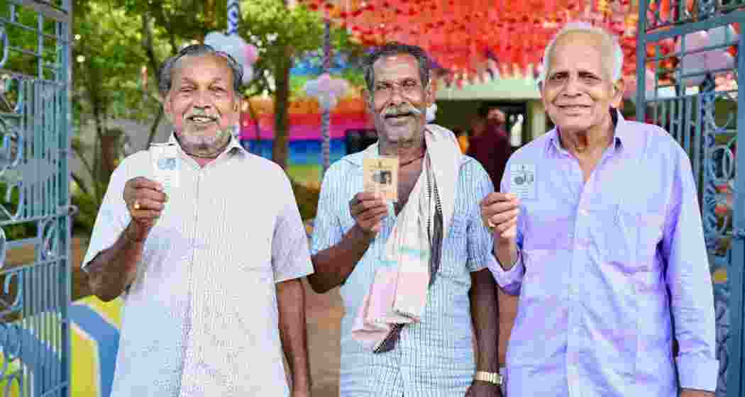 A report by the Association for Democratic Reforms (ADR) and Odisha Election Watch reveals that out of the 265 candidates contesting in the 35 assembly segments on May 20, 95 are 'crorepatis'. In pictures: Voters in Odisha display their voting identity cards before casting their votes in Odisha.