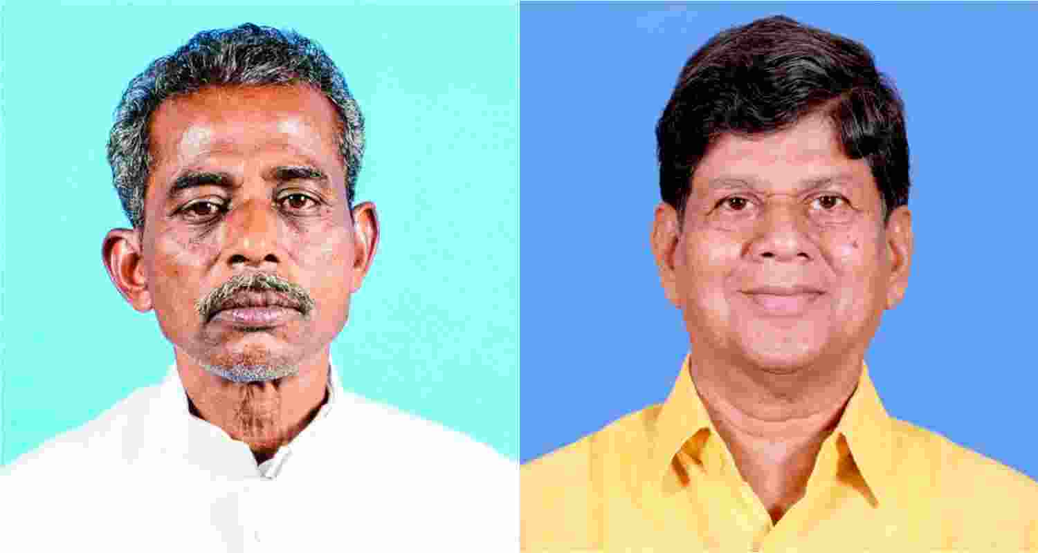Sanatan Mahakud, contesting from the Champua segment under the BJD banner (L), Independent candidate from Ghasipura, Soumya Ranjan Patnaik (R).