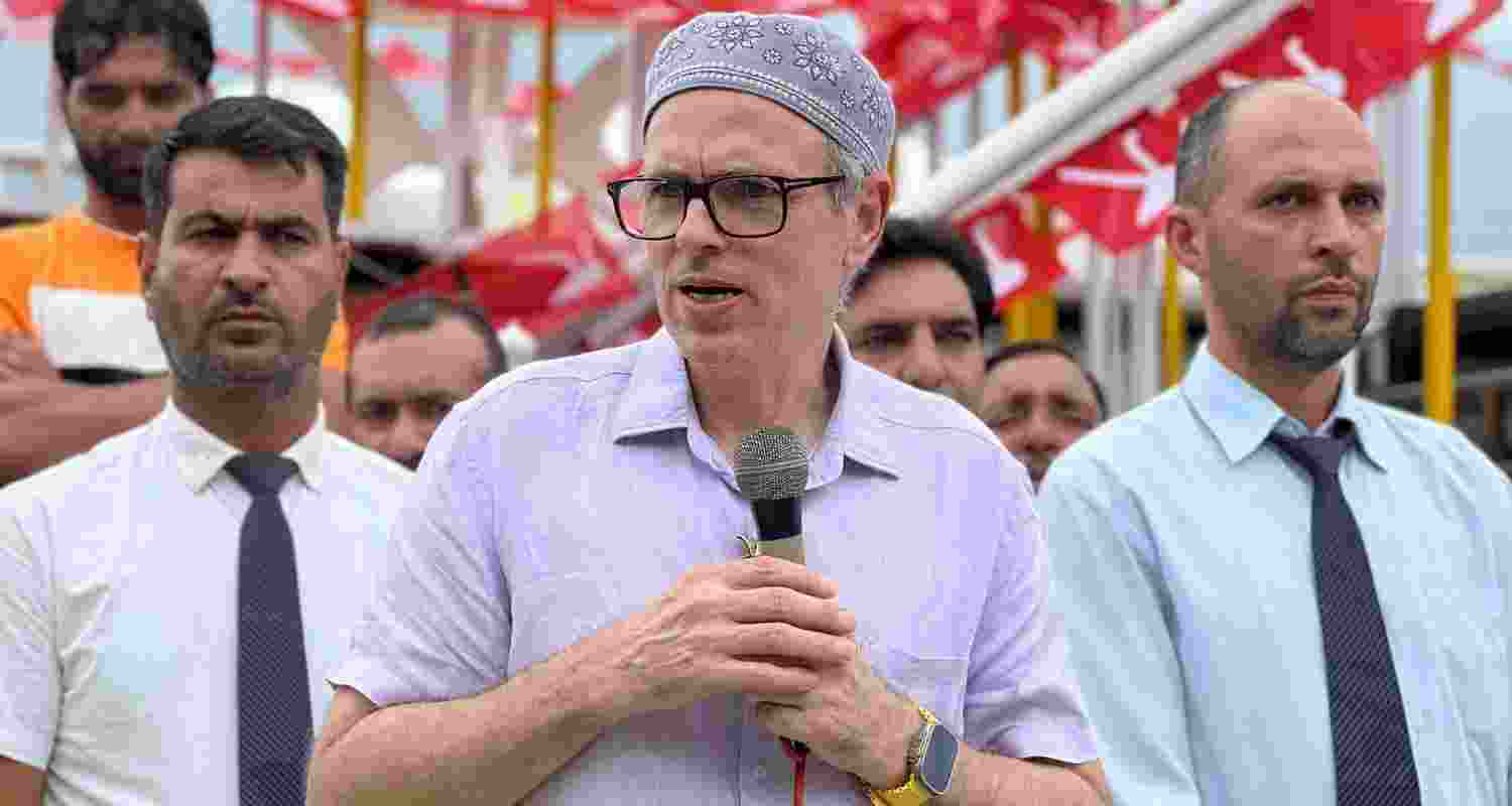 Omar Abdullah during a poll campaign rally.