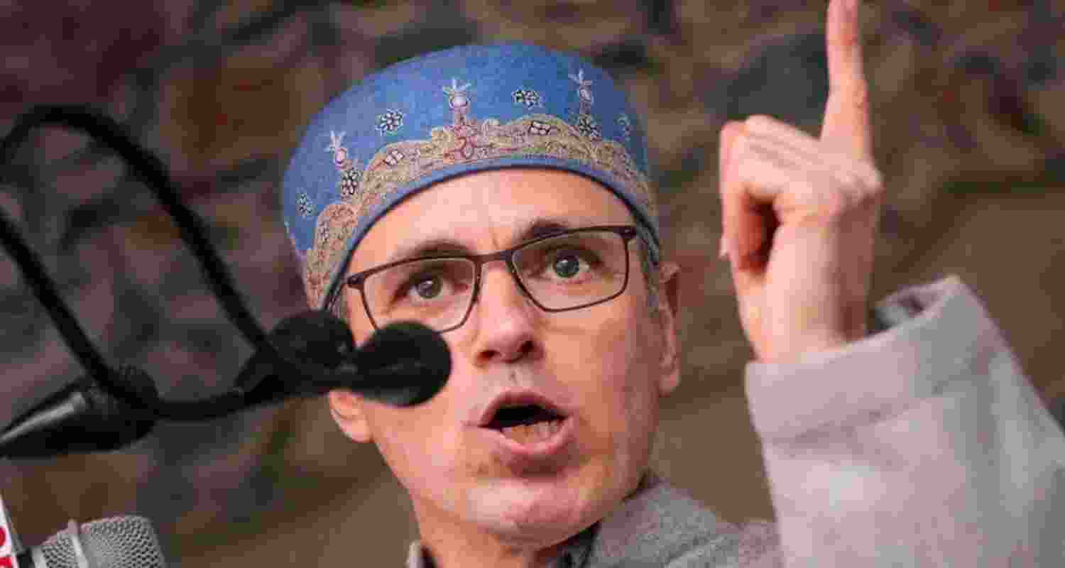 Former J&K Chief Minister Omar Abdullah addresses a rally.