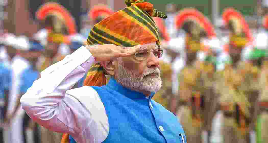 Prime Minister Narendra Modi receives a Guard of Honour on 78th Independence Day at the Red Fort, in New Delhi, Thursday, Aug. 15, 2024.