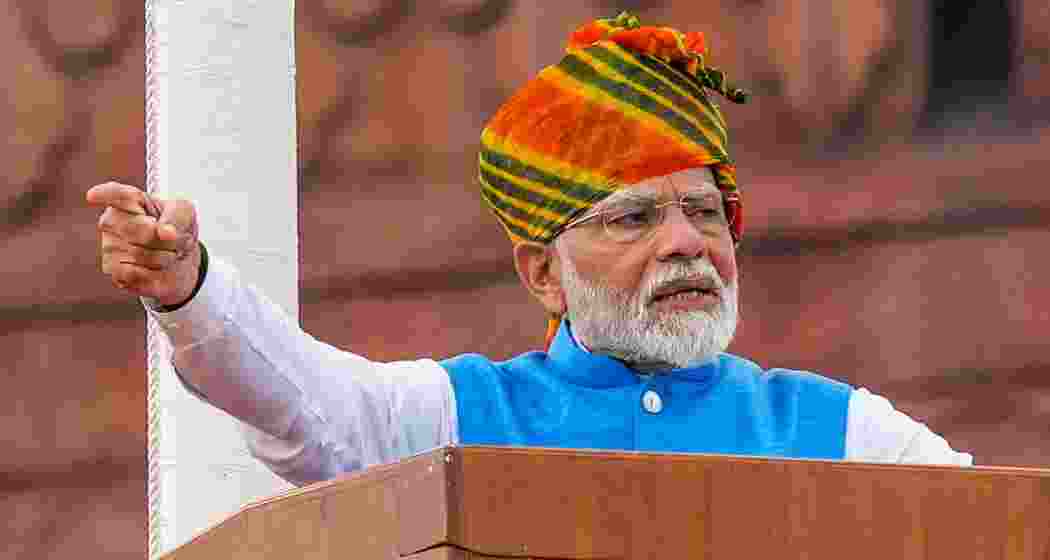 Prime Minister Narendra Modi addresses the nation from the Red Fort on 78th Independence Day, in New Delhi, Thursday, Aug. 15, 2024