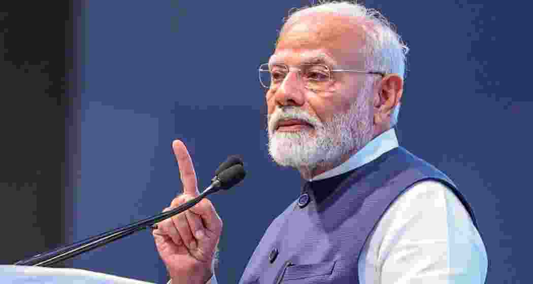 Gandhinagar: Prime Minister Narendra Modi speaks during the 4th Global Renewable Energy Investors Meet and Expo (RE-INVEST 2024), in Gandhinagar, Monday, Sept. 16, 2024. 