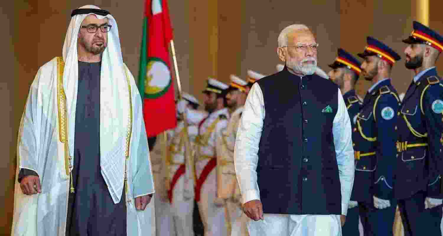 UAE President Sheikh Mohamed along with Prime Minister Narendra Modi. 