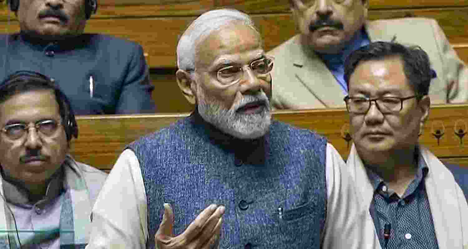 PM Modi speaks in Parliament.