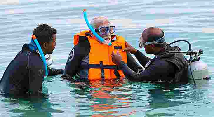 Prime Minister Narendra Modi went snorkelling to explore the undersea life Modi posted pictures of his undersea exploration on X shared his "exhilarating experience" of the sojourn in the islands located in the Arabian Sea.