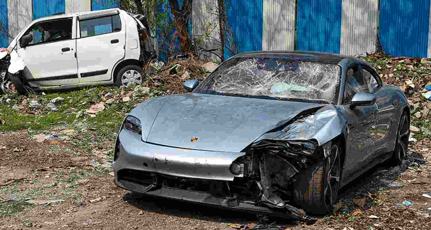 The wrecked Porsche car that was being driven by the inebriated teenager.