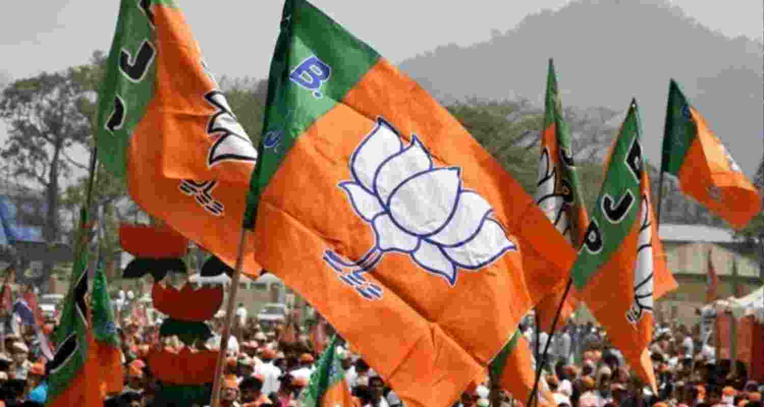 Representative Image of a flag during a BJP rally.