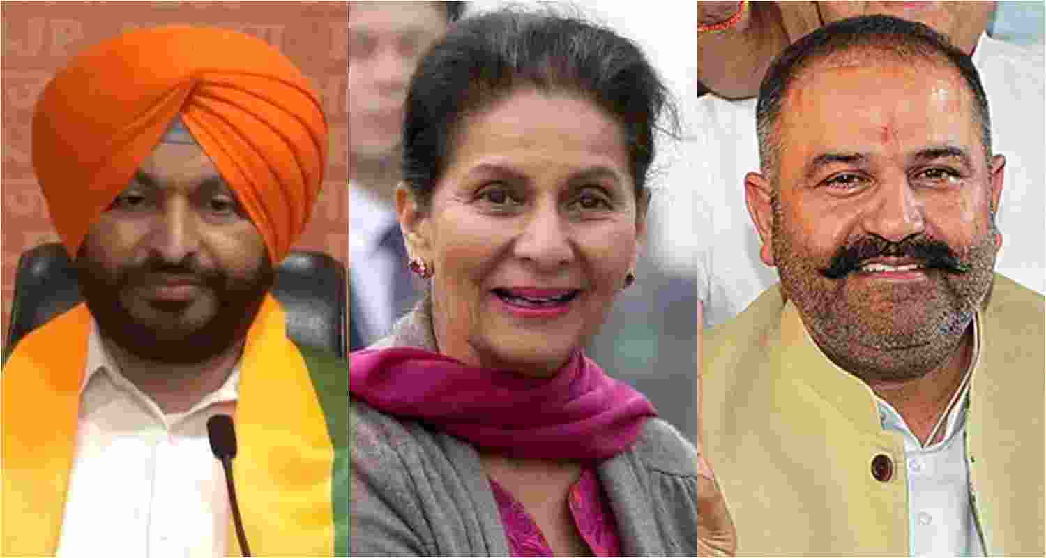 BJP's notable candidates (from left to right): Ravneet Singh Bittu, Preneet Kaur and Sushil Kumar Rinku, set to contest in Punjab's upcoming Lok Sabha elections.