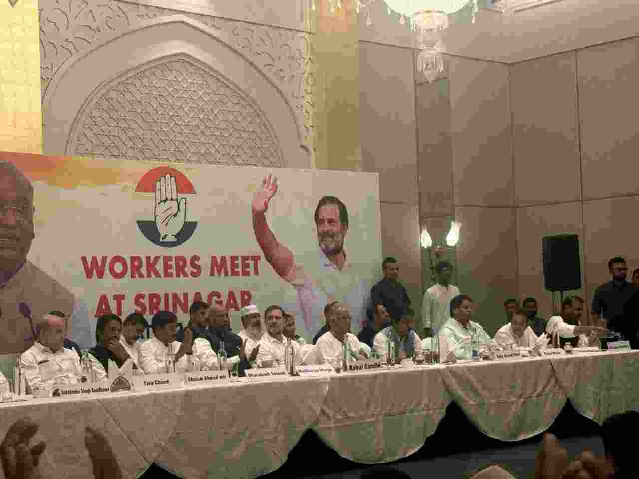 Addressing a Congress workers' meeting in Srinagar,  Rahul Gandhi said that in J&K, a coalition will take place for sure. "But there won't be a coalition at the cost of the interests of Congress workers and leaders.