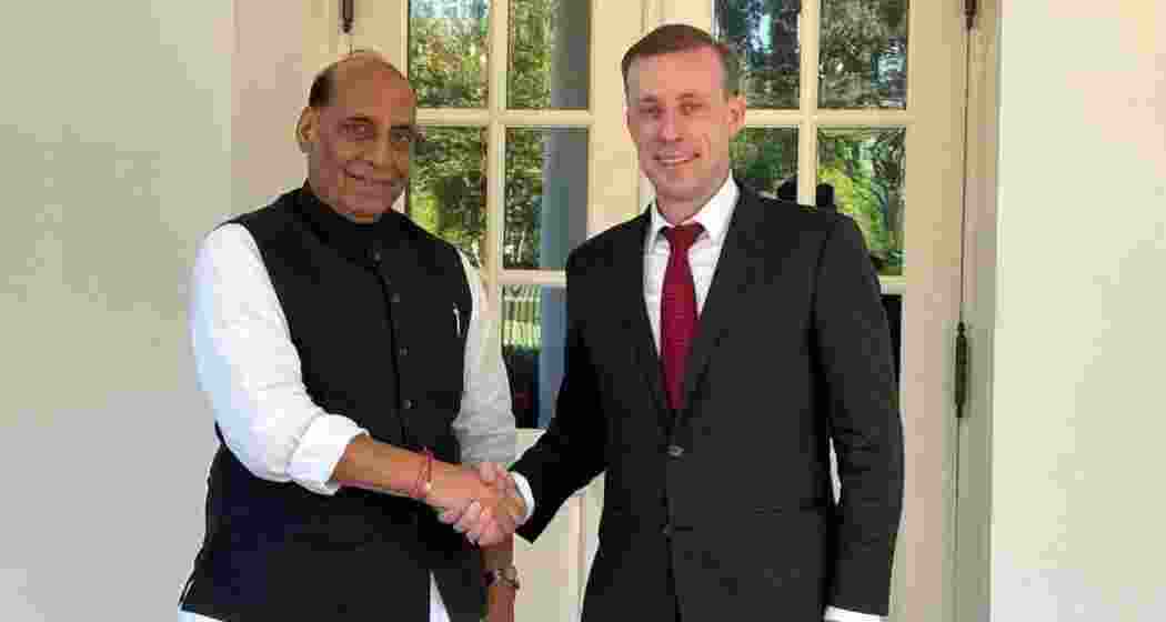 Defence Minister Rajnath Singh and US National Security Advisor Jake Sullivan in Washington DC, USA.