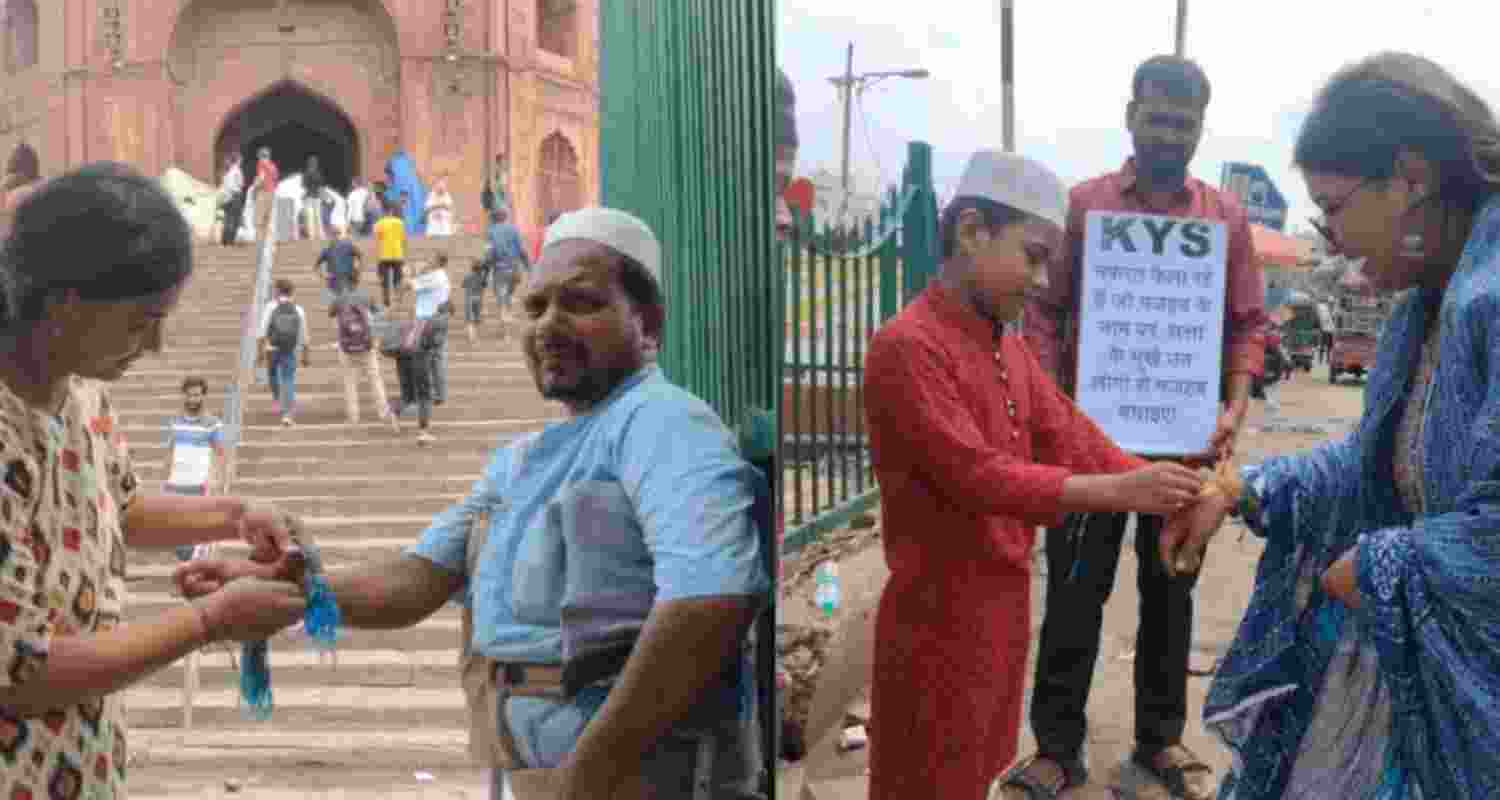 DU students celebrate Rakhi at Jama Masjid
