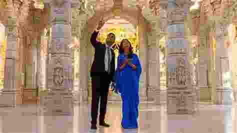 On the last weekend of the general election campaign, British Prime Minister Rishi Sunak and his wife, Akshata Murty, made a significant visit to London's iconic BAPS Swaminarayan Mandir, popularly known as Neasden Temple.