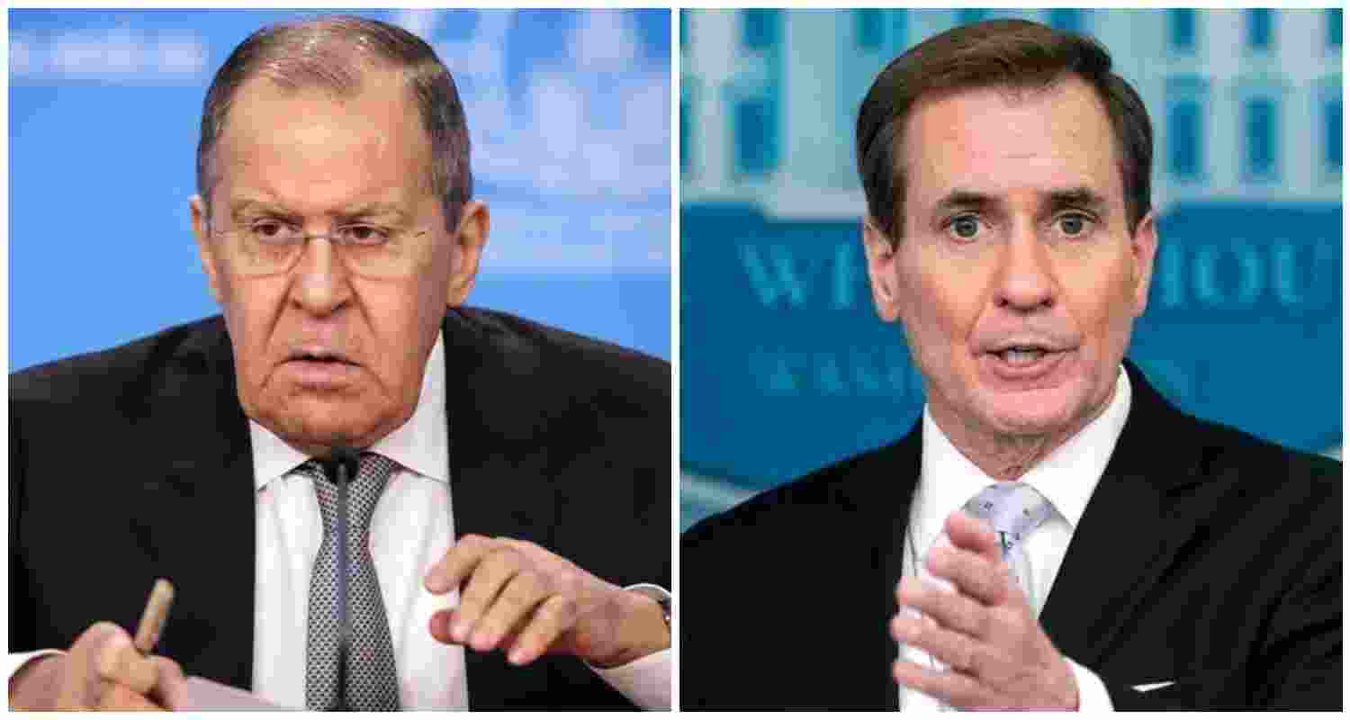 File photos of Russian Foreign Minister Sergey Lavrov (L), US National Security Council spokesman John Kirby (R). 