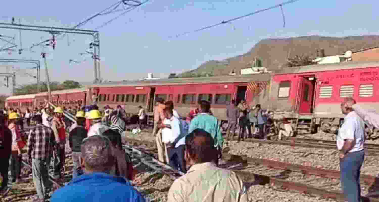 Rescue operations undergoing after four coaches of the Sabarmati-Agra superfast train derailed near the Ajmer station on Monday morning.