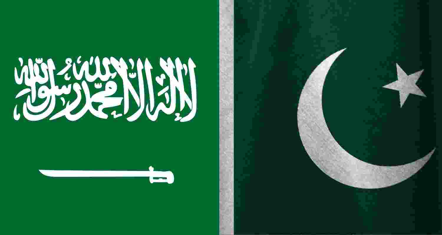 Saudi Arabia Flag and Pakistan Flag. 