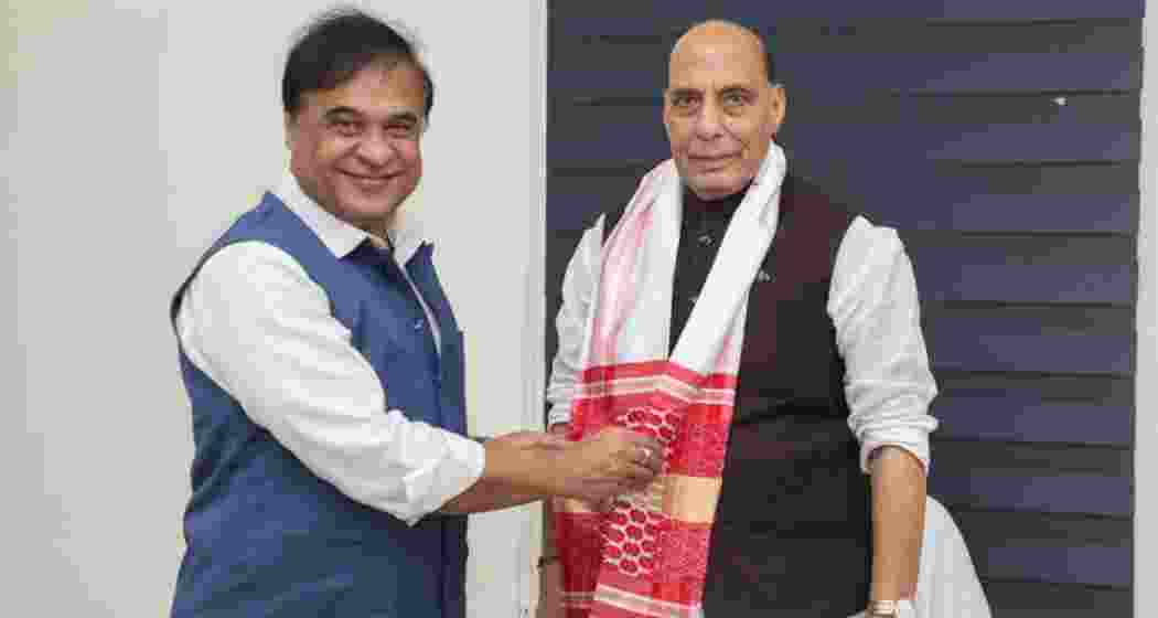 Assam Chief Minister Himanta Biswa Sarma with Defence Minister Rajnath Singh in New Delhi recently.