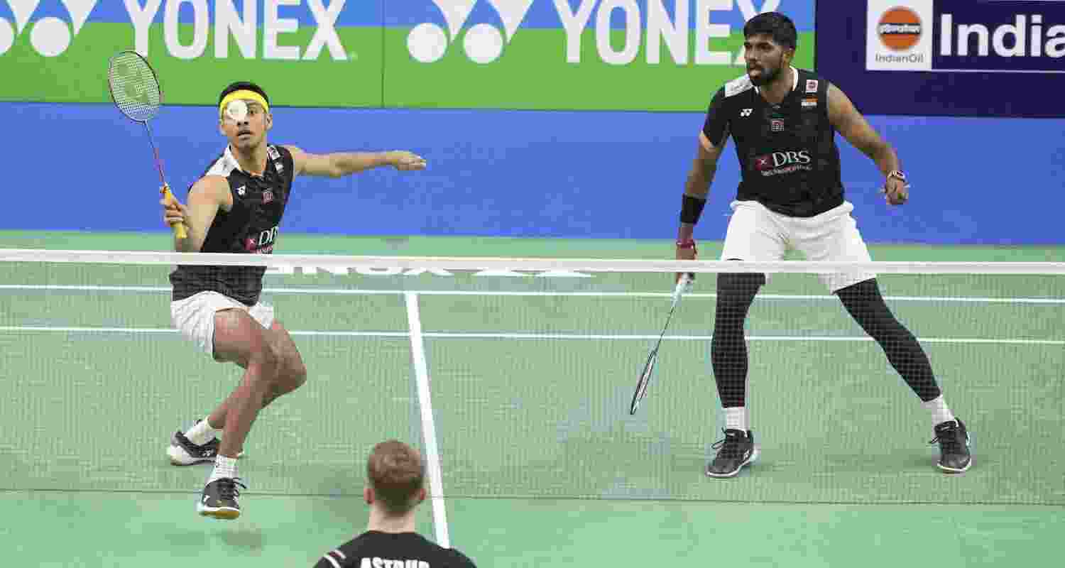 badminton, India open, Satwiksairaj Rankireddy and Chirag Shetty duo during a match.