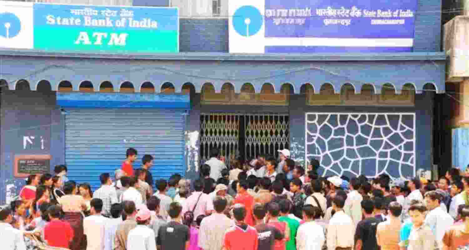 A scene from outside the robbed SBI branch in Manipur's Churachandpur.