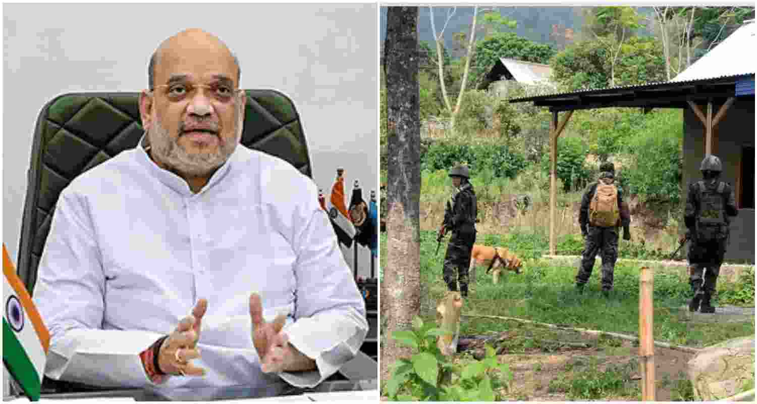 Union Home Minister Amit Shah. (File photo). Area domination operation launched by the Army and Assam Rifles on June 4 as part of a joint strategy for the recovery of snatched weapon (Right).