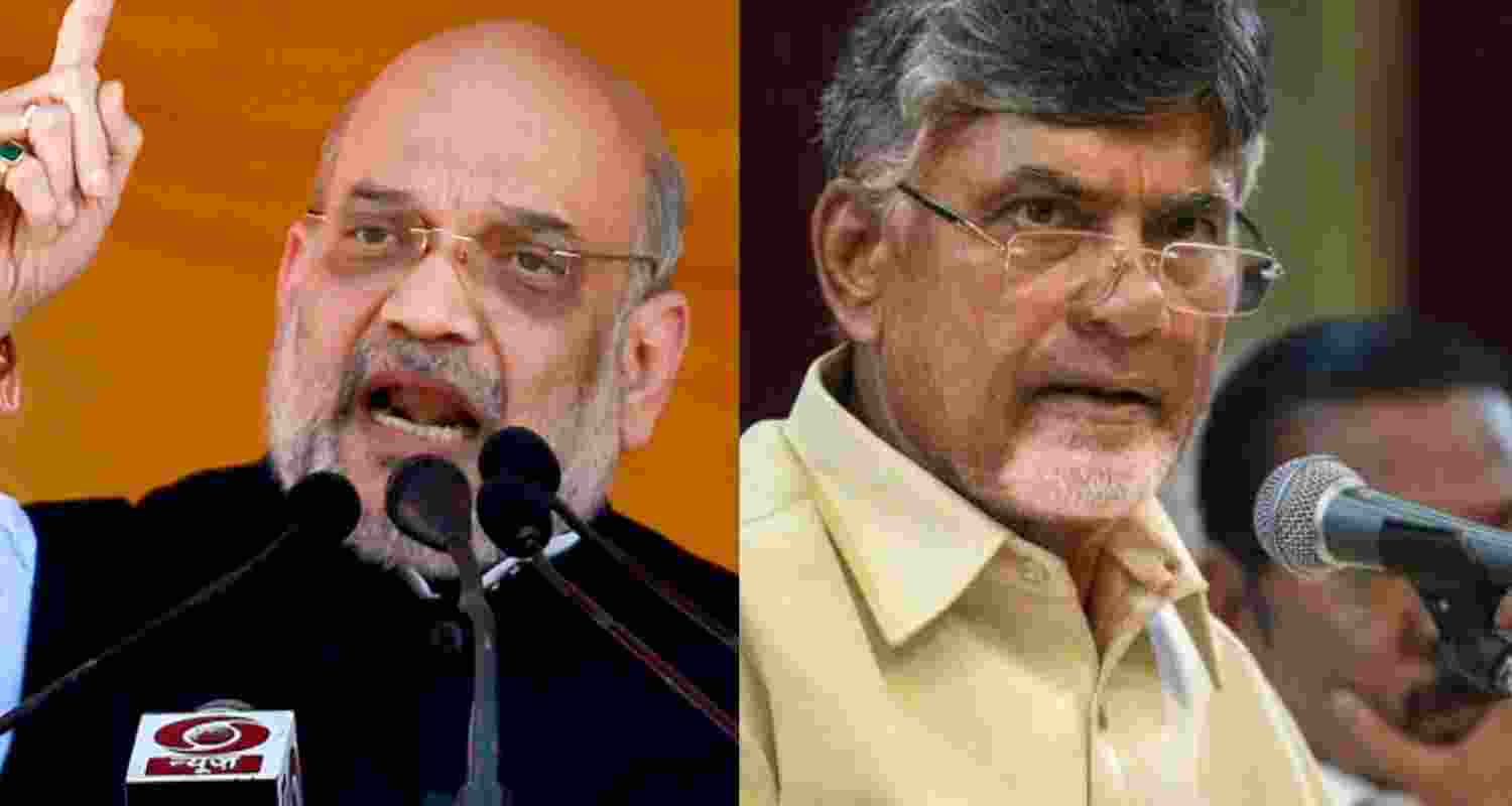 Home Minister Amit Shah addressing a rally, Chandrababu Naidu speaking at a cabinet meeting