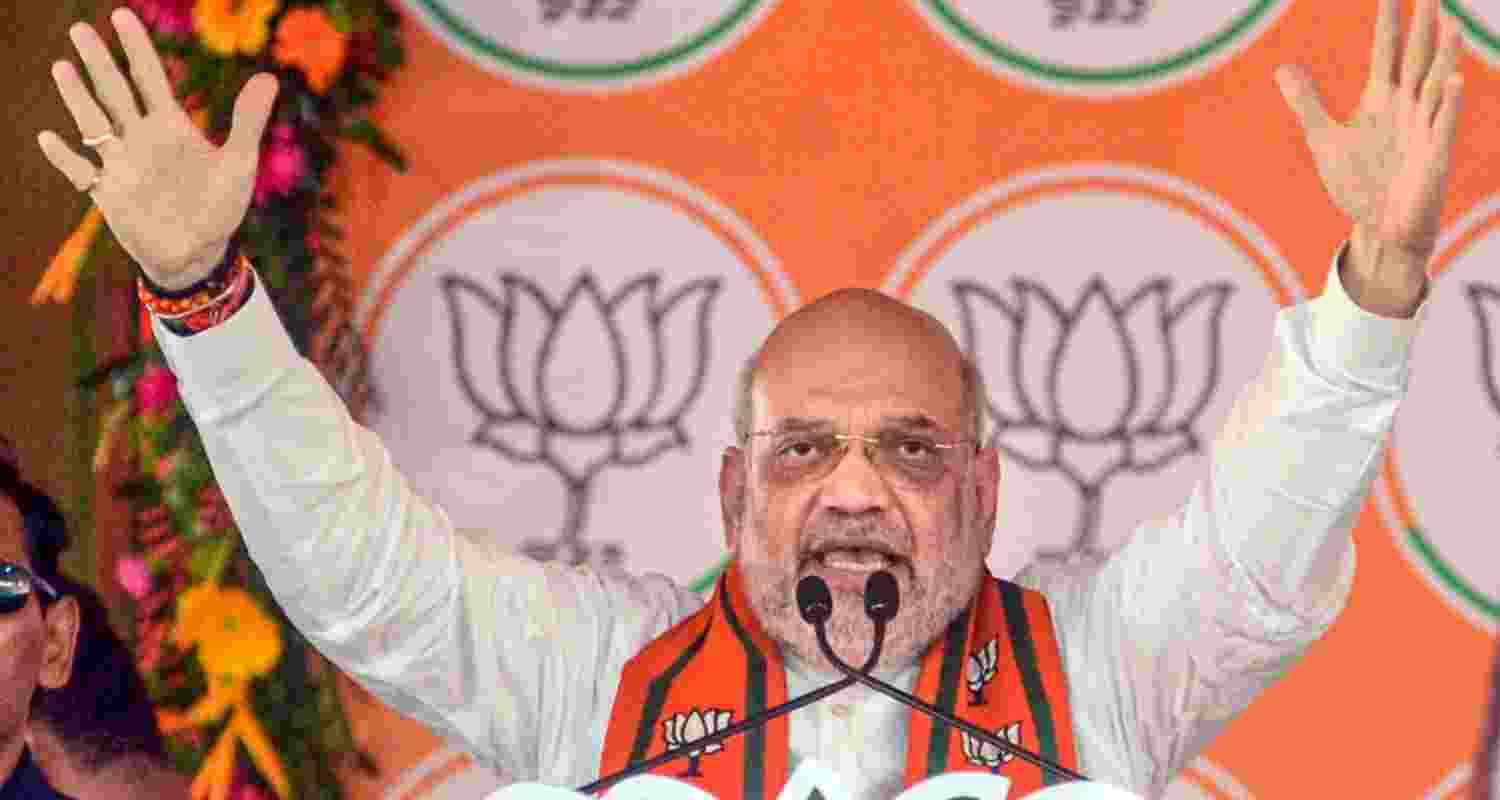 Union Home minister Amit Shah addressing party workers.