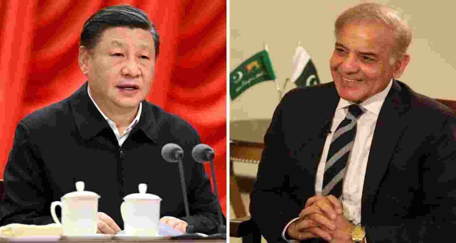 Chinese President Xi Jinping and Pakistan PM Shehbaz Sharif.
