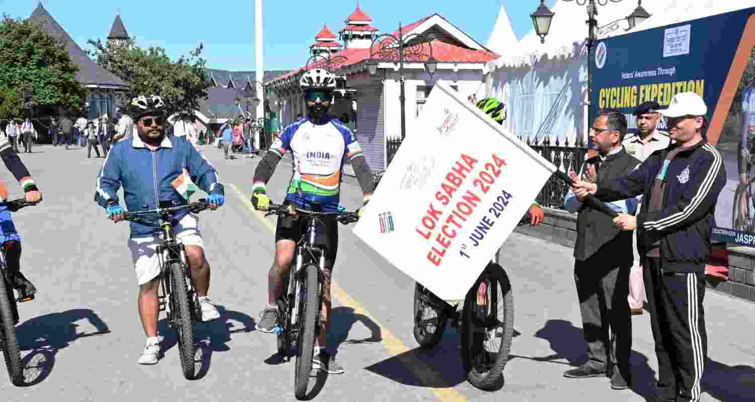 Himachal Pradesh Chief Electoral Officer flagged off a cycling expedition from historic Ridge in Shimla, which will cover 414 kilometres across the tough terrain in seven days.