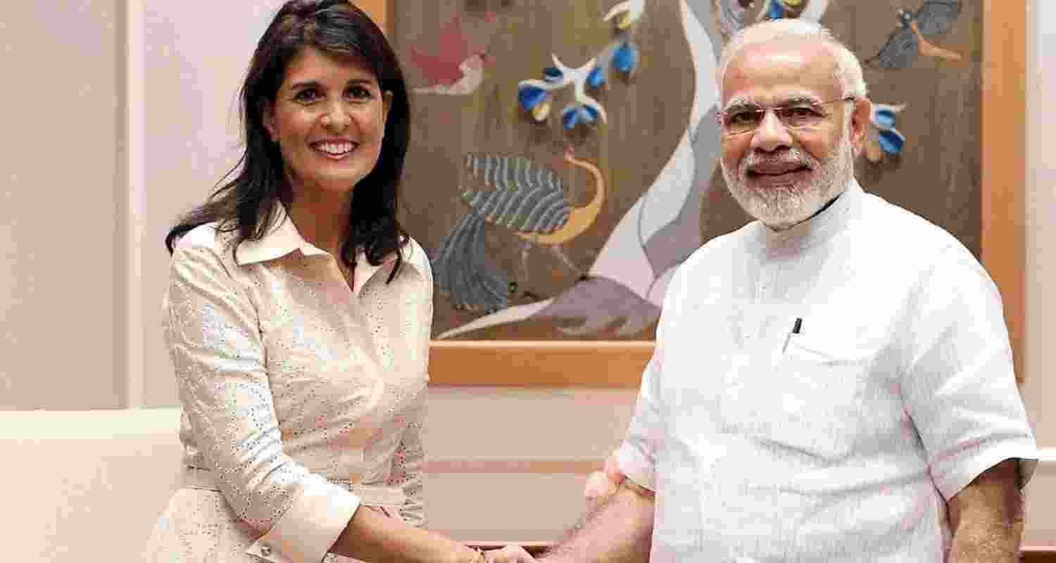 Former US ambassador to the UN, Nikki Haley along with Prime Minister Narendra Modi.