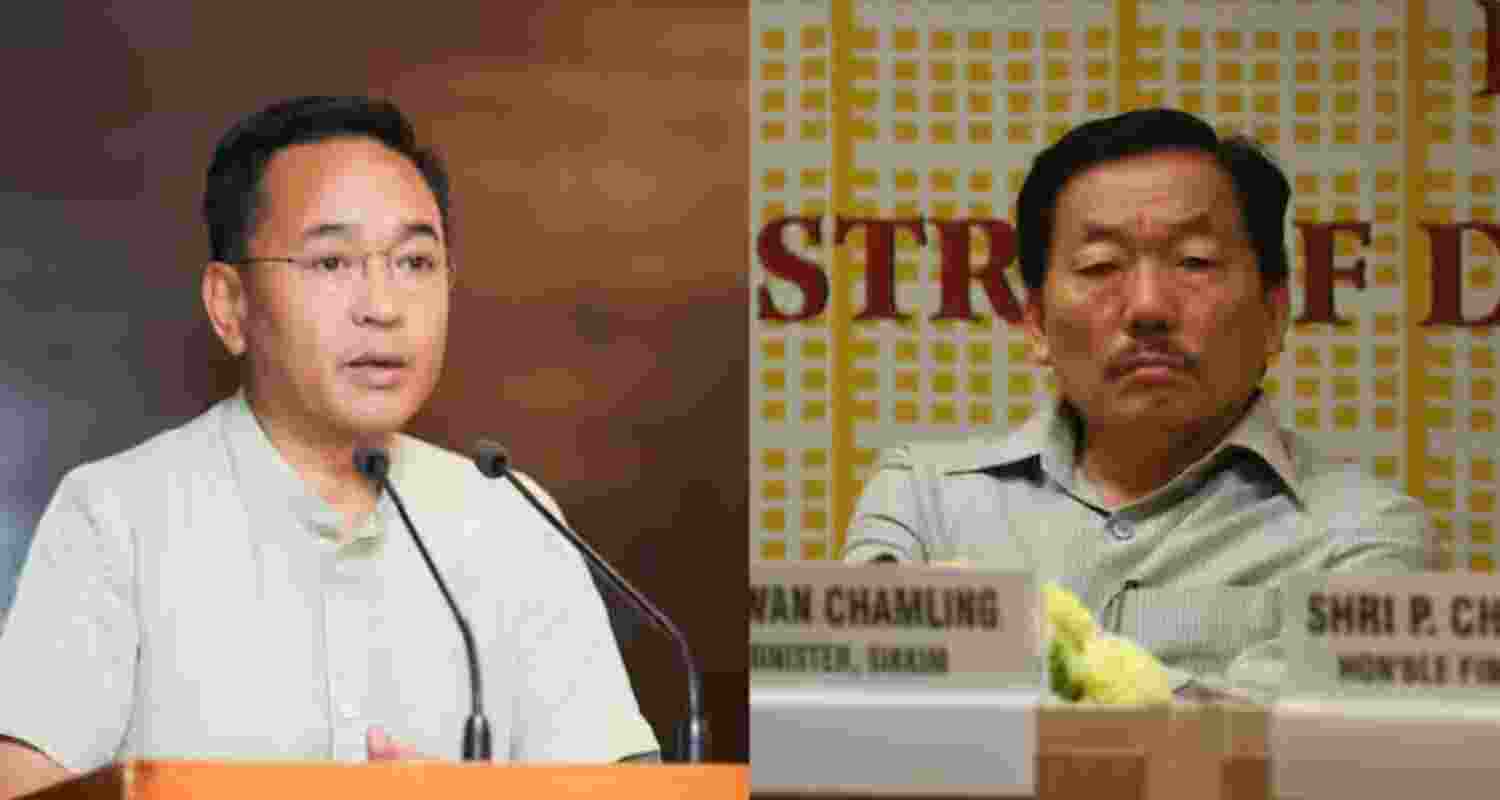 Sikkim CM Prem Singh Tamang (left) and former CM Pawan Kumar Chamling (right). 