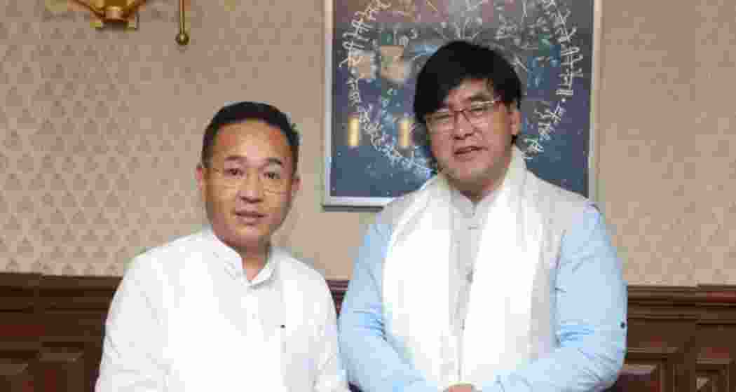 Sikkim Chief Minister and SKM Supremo Prem Singh Tamang with Tenzing Norbu Lamtha, representing the Syari Constituency.