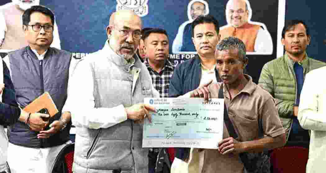 Manipur CM N Biren Singh launches Permanent Housing Scheme for violence-affected displaced persons at a ceremony held at the CM’s Secretariat in 2023.