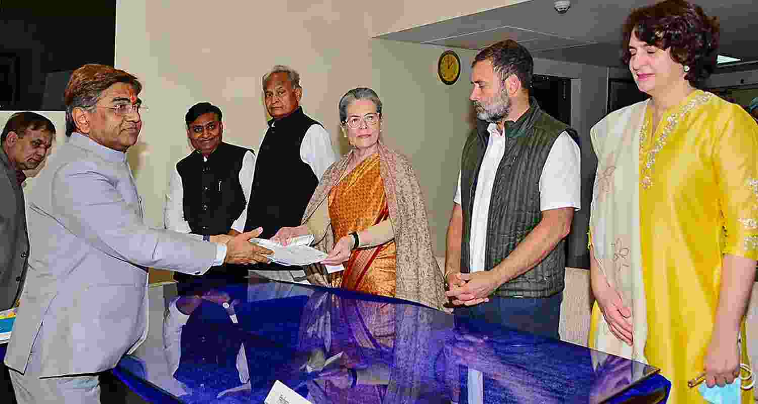 Sonia Gandhi filing her nomination papers for Rajya Sabha polls. 