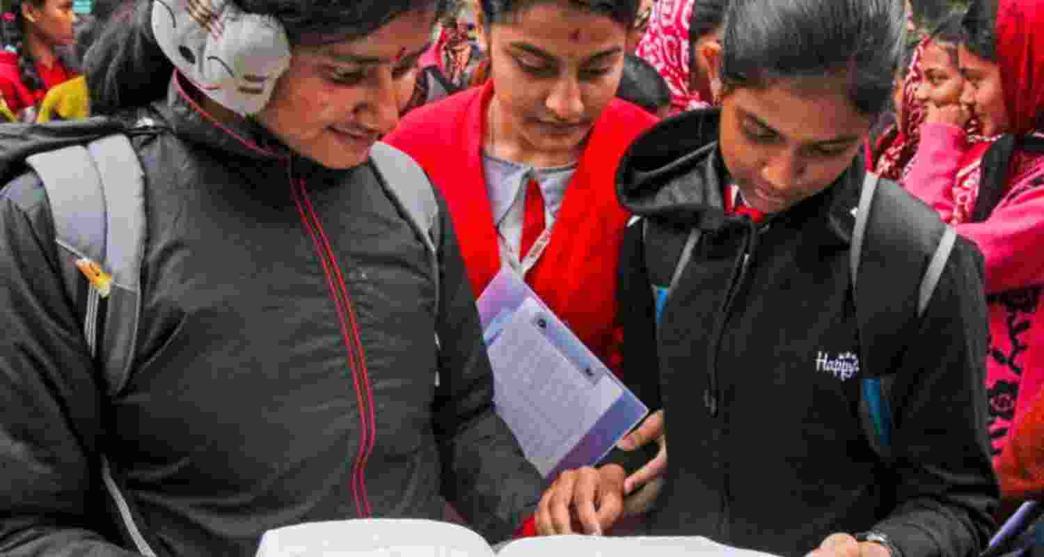 Students caught with mobile phones in examination.