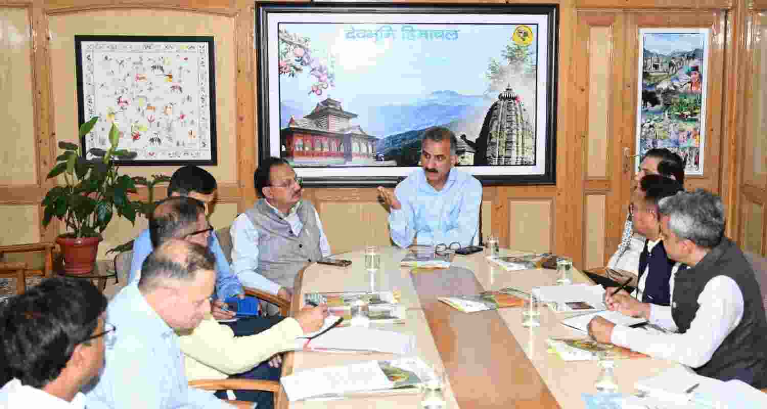 CM Sukhu presiding over a disaster management meeting Shimla.
