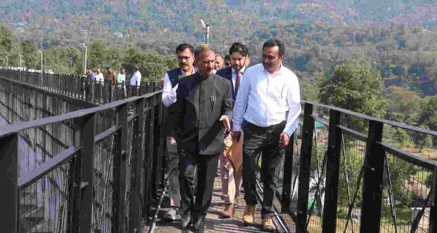 CM Sukhu inspecting the site of the Uhl project in Mandi, Himachal Pradesh.