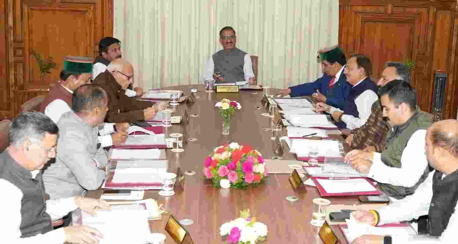 HP CM Sukhu with cabinet ministers during a meeting. File photo.