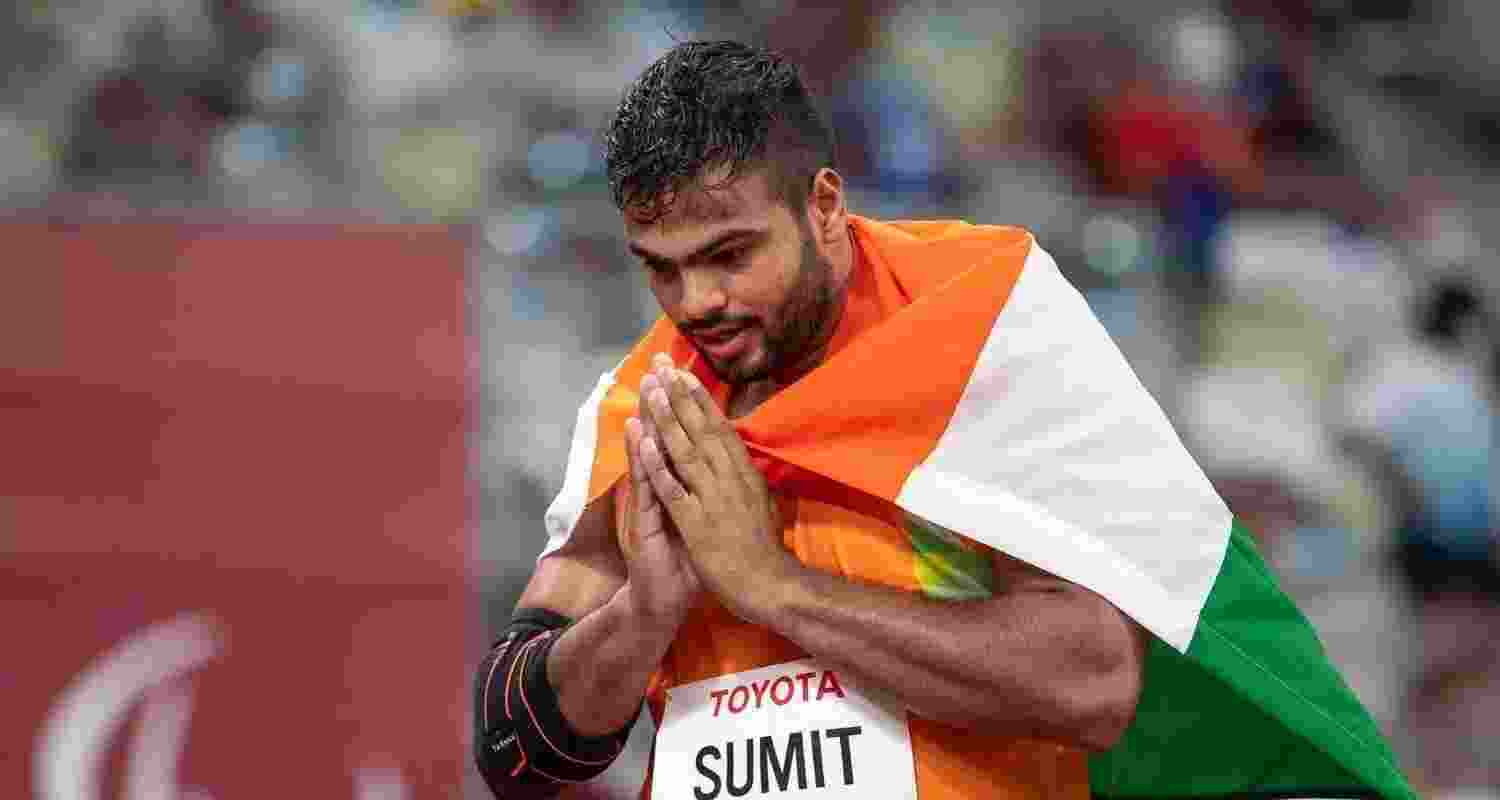 Sumit Antil after securing Gold at the Paris games.