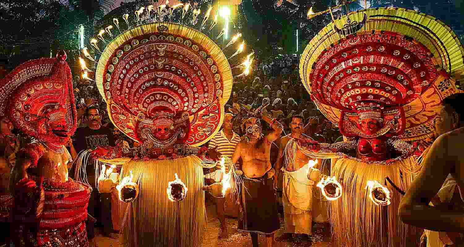 Theyyam artists mesmerize audiences with their vibrant performances at Chala Kadankottu Makkam Bhagavathi temple in Kannur