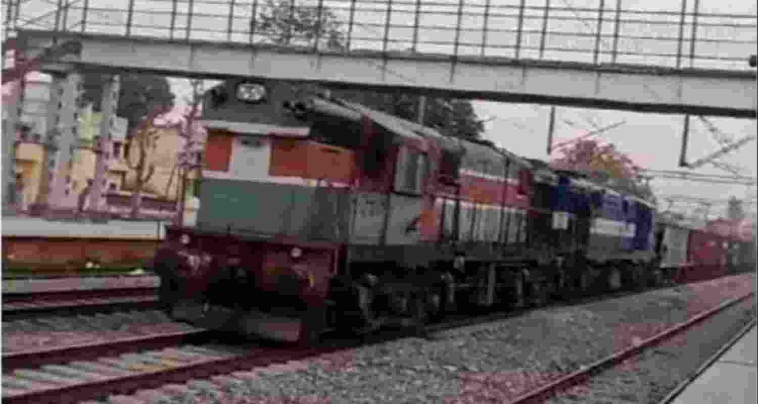 The moving train captured by passengers near Ucchi Bassi in Punjab.
