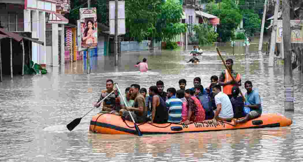 A scene from a flood hit Tripura.