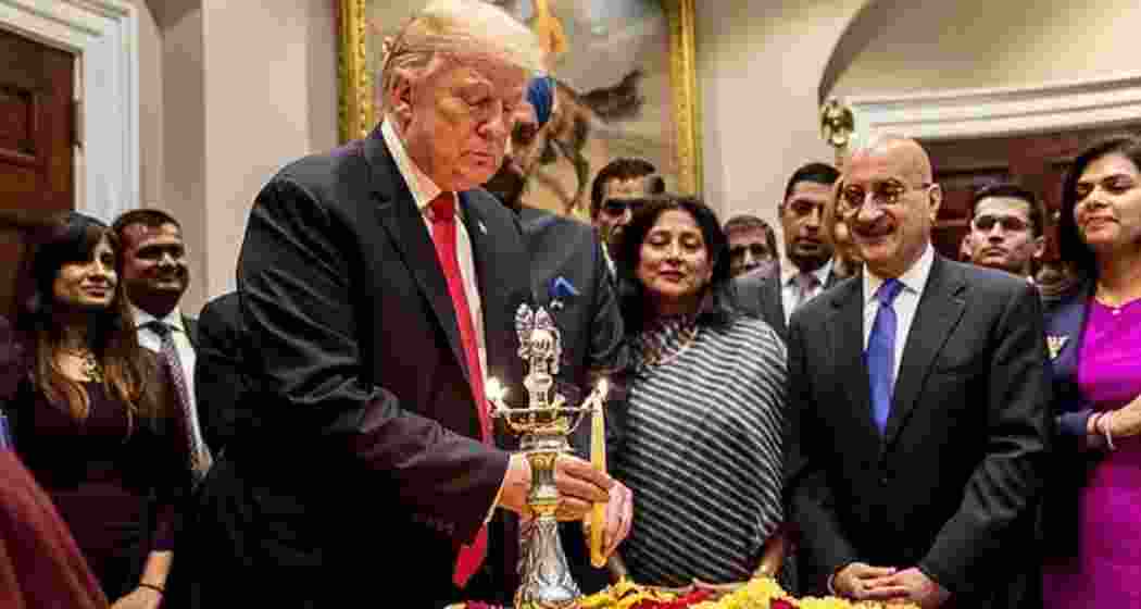 Donald Trump celebrating Diwali at the White House with the Indian community when he was the President.