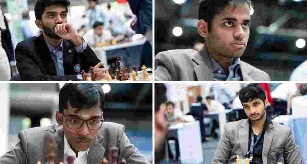 Clockwise: D Gukesh (won), Arjun Erigaisi (won), R Praggnanandhaa (drew), Vidit Gujrathi (won).