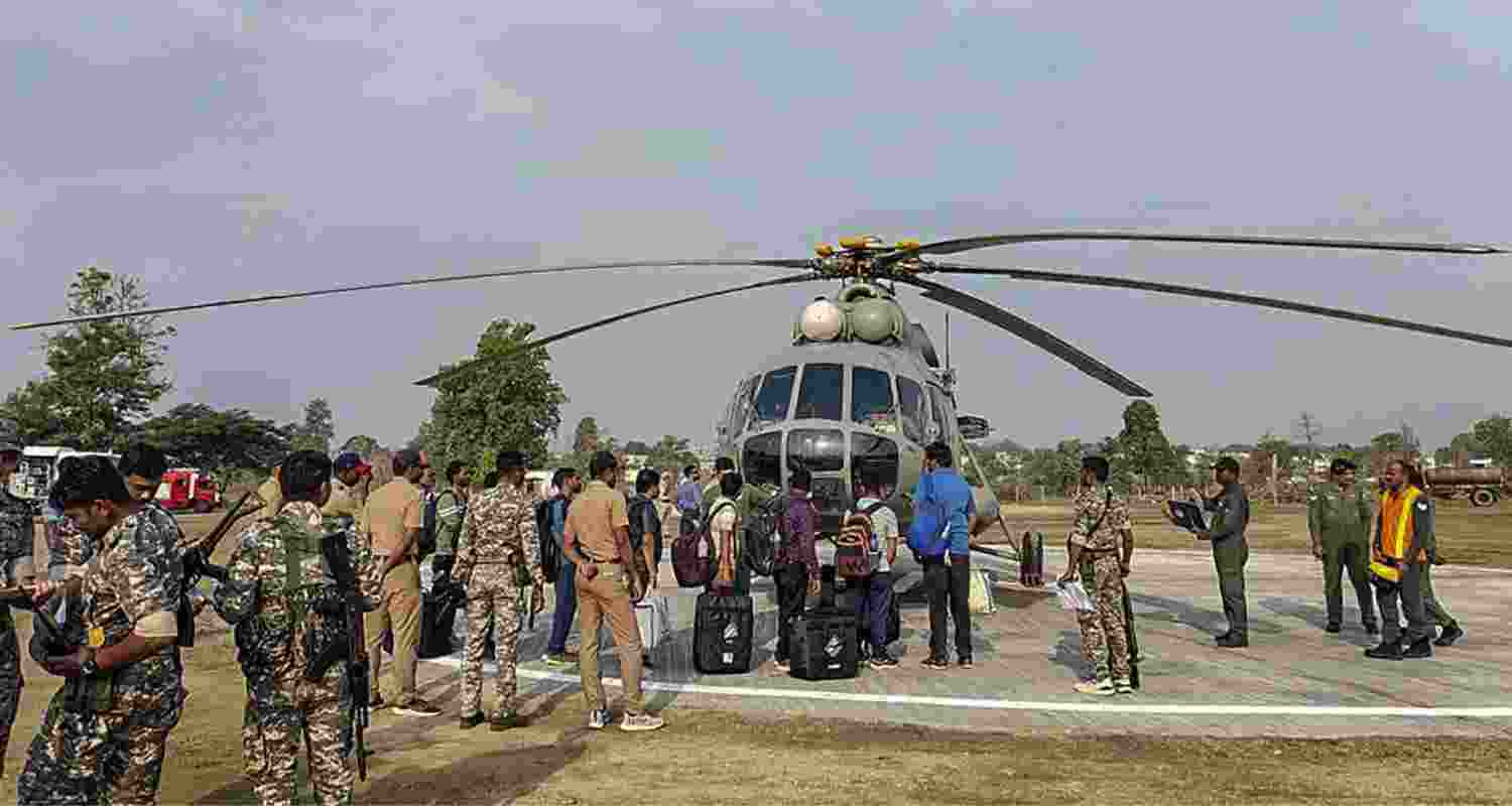 Security personnel and polling officials with election material reach Gadhchiroli-Chimur for poll duty, ahead of Lok Sabha elections.