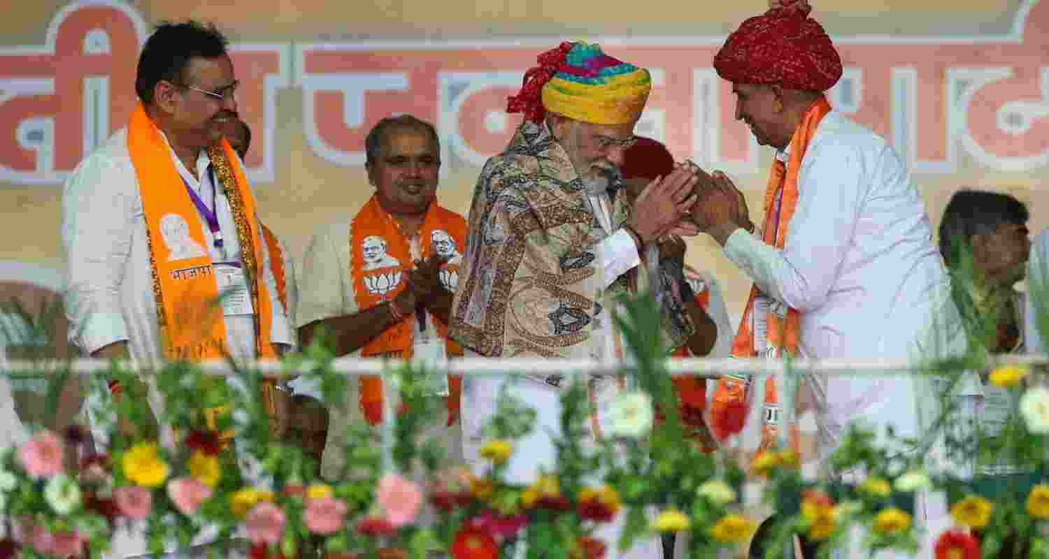 PM Modi addresses a rally in Sawai Madhopur, Rajasthan. Image X.