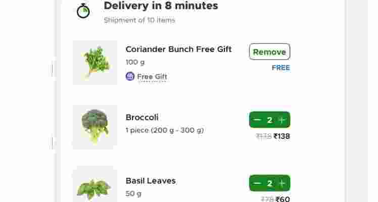 Blinkit, renowned for its swift grocery deliveries, has rolled out an update: complimentary coriander with purchases meeting a specific vegetable threshold.