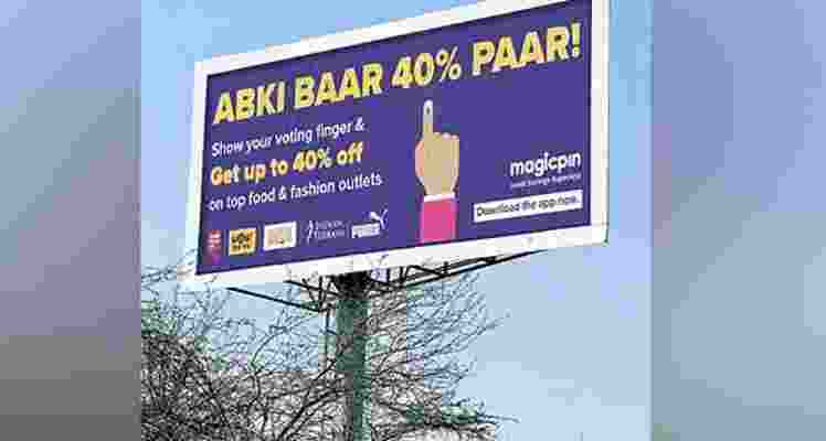 Magicpin, India's largest offline discovery and savings app, has launched the “Abki baar 40% paar” campaign for Election 2024, offering up to 40% discounts at over 1,000 food restaurants, local eateries, and fashion outlets in Delhi-NCR on voting day.